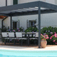 selbsttragende Pergola / Aluminium / Polycarbonat-Überdachungen / für Hotels