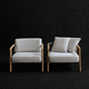 moderner Sessel / Leder / Stoff / Stahl