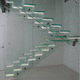halbgewendelte Treppe / Glasstufen / mit Glasstruktur / für Privatgebrauch