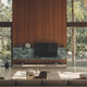 moderne Wohnwand / Holzfurnier / Teakholz / Glas