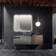 wandmontierter Waschtisch-Unterschrank / Glas / Corian® / modern