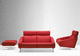 modernes Sofa / rot / Stoff / Leder