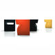 moderner Sessel / Leder / Stoff / grau