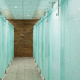 Sanitärkabine für Toiletten / Hartglas / HPL / extrudiertes Aluminium