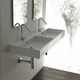 Wand-Waschbecken / Keramik / doppelt / rechteckig