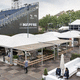 Rauchglas-Pavillon / Glas / PVC / Stoffdach