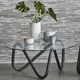 moderner Couchtisch / Rattan / Glas / dreieckig