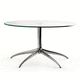 moderner Couchtisch / Glas / Stahl / rund