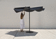 runder Sonnenschirm / Polyester / Aluminium / Edelstahl