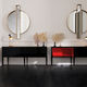 Sideboard mit hohen Beinen / modern / hochglanzlackiertes Holz / Metall