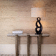 Tischlampe / Bronze / Leinen / Granit