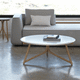 moderner Couchtisch / Massivholz / lackiertes Holz / Naturstein