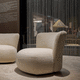 Design-Sessel / Stoff / Holz / beige