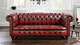 Chesterfield-Sofa / rot / Leder / Zweisitzer