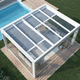 selbsttragende Pergola / Glas / mit Stoffüberdachung / Glas-Überdachungen