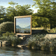 selbsttragende Pergola / extrudiertes Aluminium / Glas / Faltdach