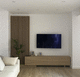 moderne Wohnwand / Eiche / Zebrano / mit Regal
