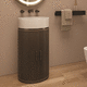 bodenstehendes Waschbecken / Mineralwerkstoff / Marmor / Nussbaum