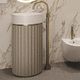 bodenstehendes Waschbecken / Corian® / Marmor / Holz