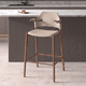 moderner Hocker / Leder / Gestell aus Holz / mit Fußstütze