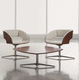 moderner Couchtisch / Holz / Gestell aus Metall / rund