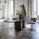 moderner Tisch / Holzfurnier / Keramik / oval