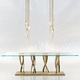 Glastisch / modern / Gestell aus Messing / Gestell aus Bronze