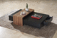 moderner Couchtisch / Holz / rechteckig / mit Stauraum
