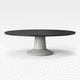 moderner Tisch / Laminat / Gestell aus Beton / oval