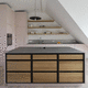 moderne Küche / MDF / Edelstahl / Linoleum