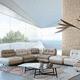 moderner Couchtisch / lackiertes Glas / Holz / Gestell aus lackiertem Stahl