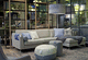 modernes Sofa / Stoff / Leder / grau