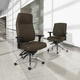 moderner Chefsessel / Leder / Stoff / poliertes Aluminium