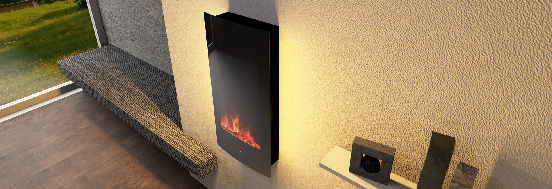 Noble Flame DETROIT V [vertikaler gewölbter Elektro-Wandkamin