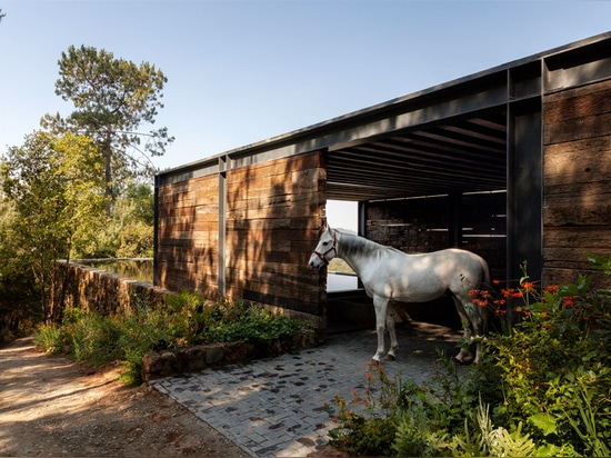 Der Stall, der von den Bahnlagerschwellen errichtet wird, übersteigt Haus EL-Mirador in Mexiko durch cm Arquitectos