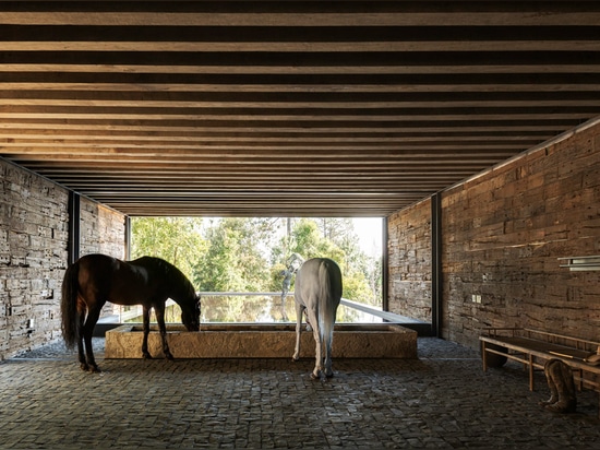 Der Stall, der von den Bahnlagerschwellen errichtet wird, übersteigt Haus EL-Mirador in Mexiko durch cm Arquitectos