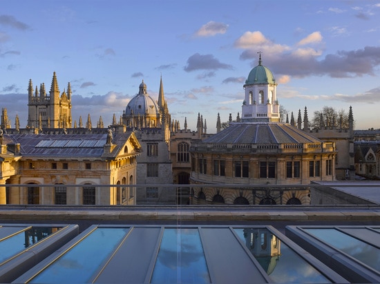 Wilkinson Eyre, Universität von Oxford? Bibliothek s-Weston, Oxford. Ansicht von der Dachterrasse über Oxford.