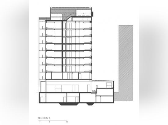 Gebäudeabschnitt (Zeichnung ©: 10 Arquitectos)