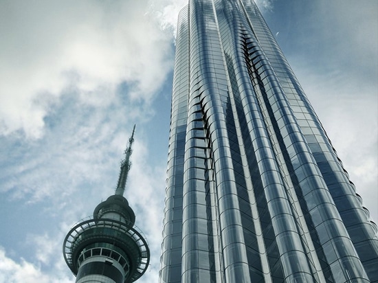 dieser Turm in Auckland-Dämpfen wie einem Vulkan, durch elenberg fraser