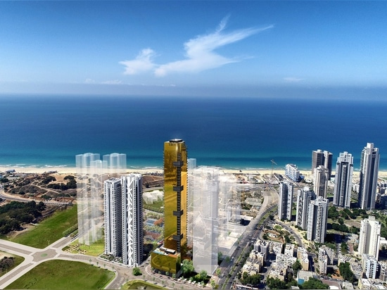 Der goldene Wolkenkratzer "Lighthouse Tower" in Tel Aviv hat sich für ALUMIL entschieden