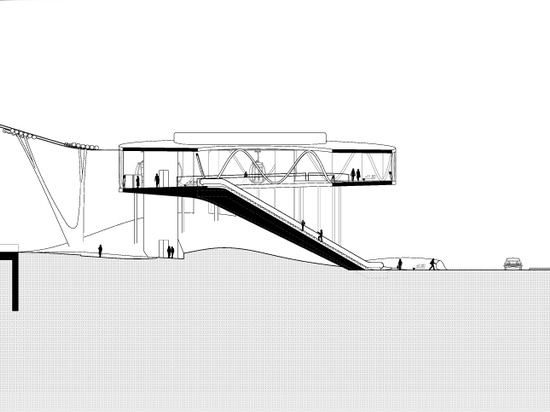 Drahtseilbahnstation der snøhettas beringte, zum von Bozen mit italienischem Bergabhang wieder anzuschließen