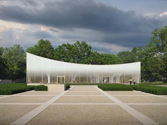 Sou Fujimoto enthüllt den mit Farbverlauf verkleideten Ruinart-Pavillon in Reims, Frankreich