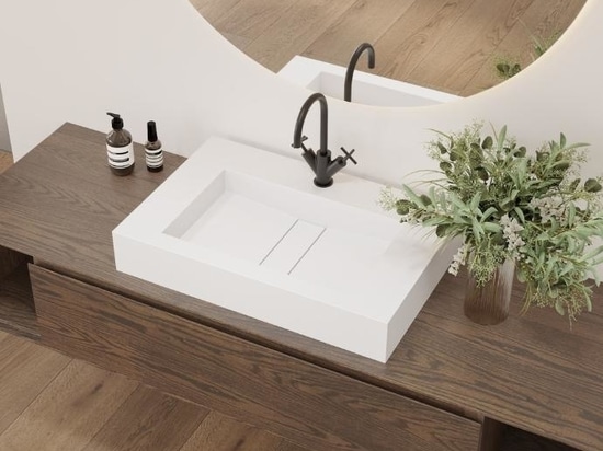 Hatysa Corian® Einzelwaschtisch mit Aufsatz