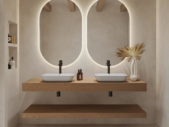 Hylas Holz schwimmendes Waschbeckenregal | Luxe Größe