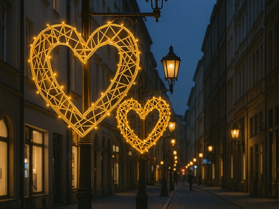 Dekorationen zum Valentinstag in öffentlichen Räumen