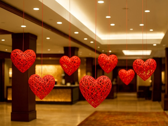 Dekorationen zum Valentinstag in öffentlichen Räumen