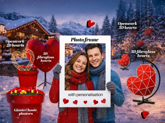Dekorationen zum Valentinstag in öffentlichen Räumen