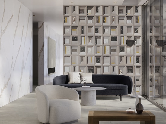 Verkleidungen mit abstrakten Motiven aus Feinsteinzeug: ein moderner Dekortrend