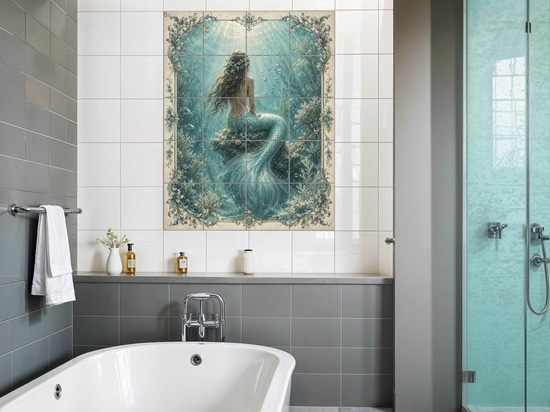 Fliesenwandbild mit Meerjungfrauenmotiv