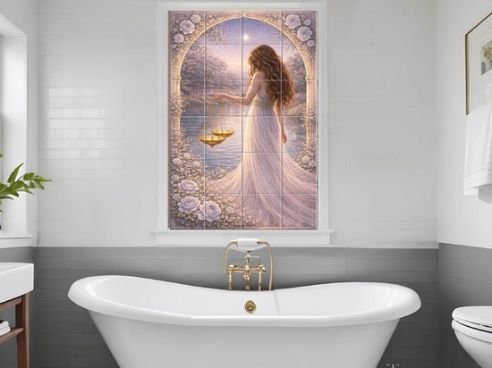 Fliesenwandbild mit dem Sternzeichen Waage